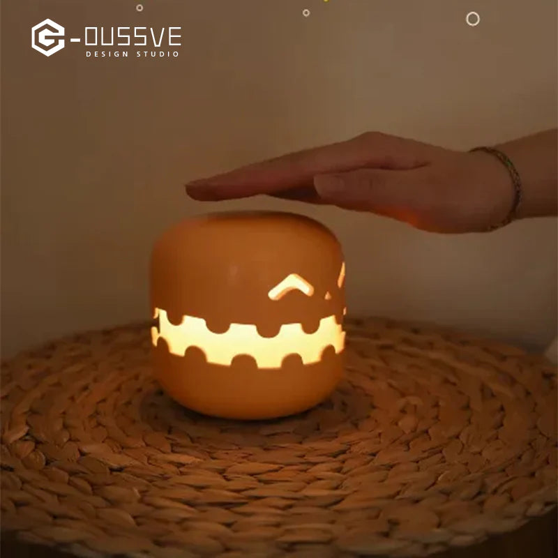 🎃 Pop-Up Pumpkin Night Light, USB Rechargeable Halloween Pat-Lamp with Stepless Dimming & Timer, Interactive Cute Bedside Soft Light for Kids & Party Decor