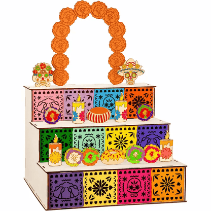 ✨Last Day 49% OFF - 🎃🏵️Day of the Dead Wooden Altar Display Set | 💕Death is not the end of life, forgetting is