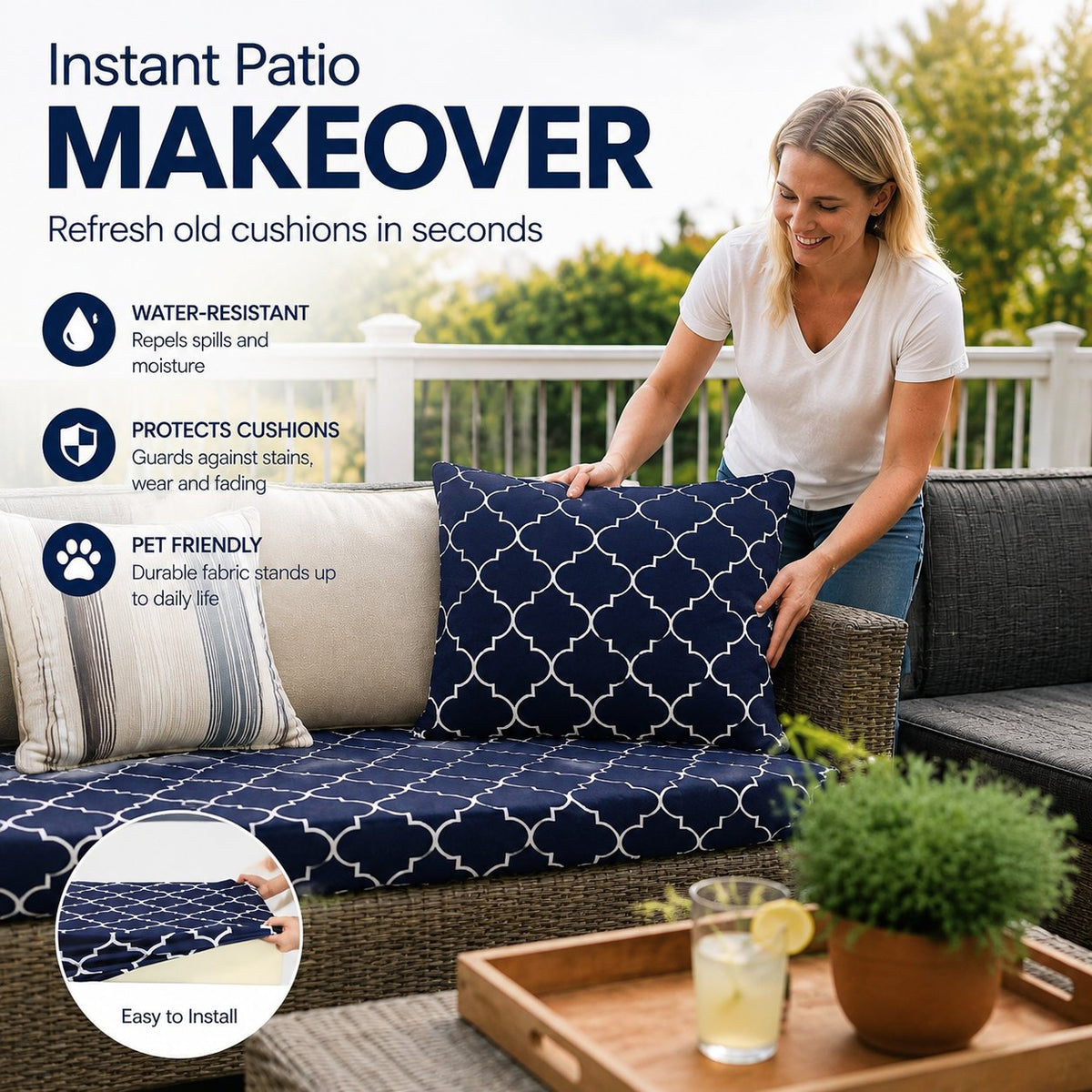 🛋️ Waterproof Outdoor Patio Sofa Cushion Covers 🔥