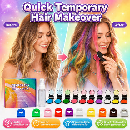 🔥🌈12-Color Temporary Hair Chalk Applicator Set