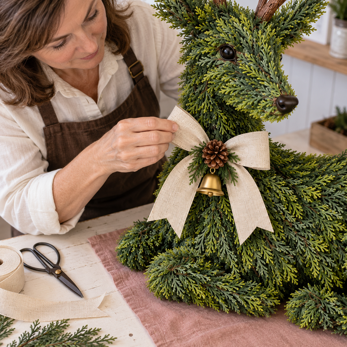 🦌Evergreen Reindeer Christmas Decoration