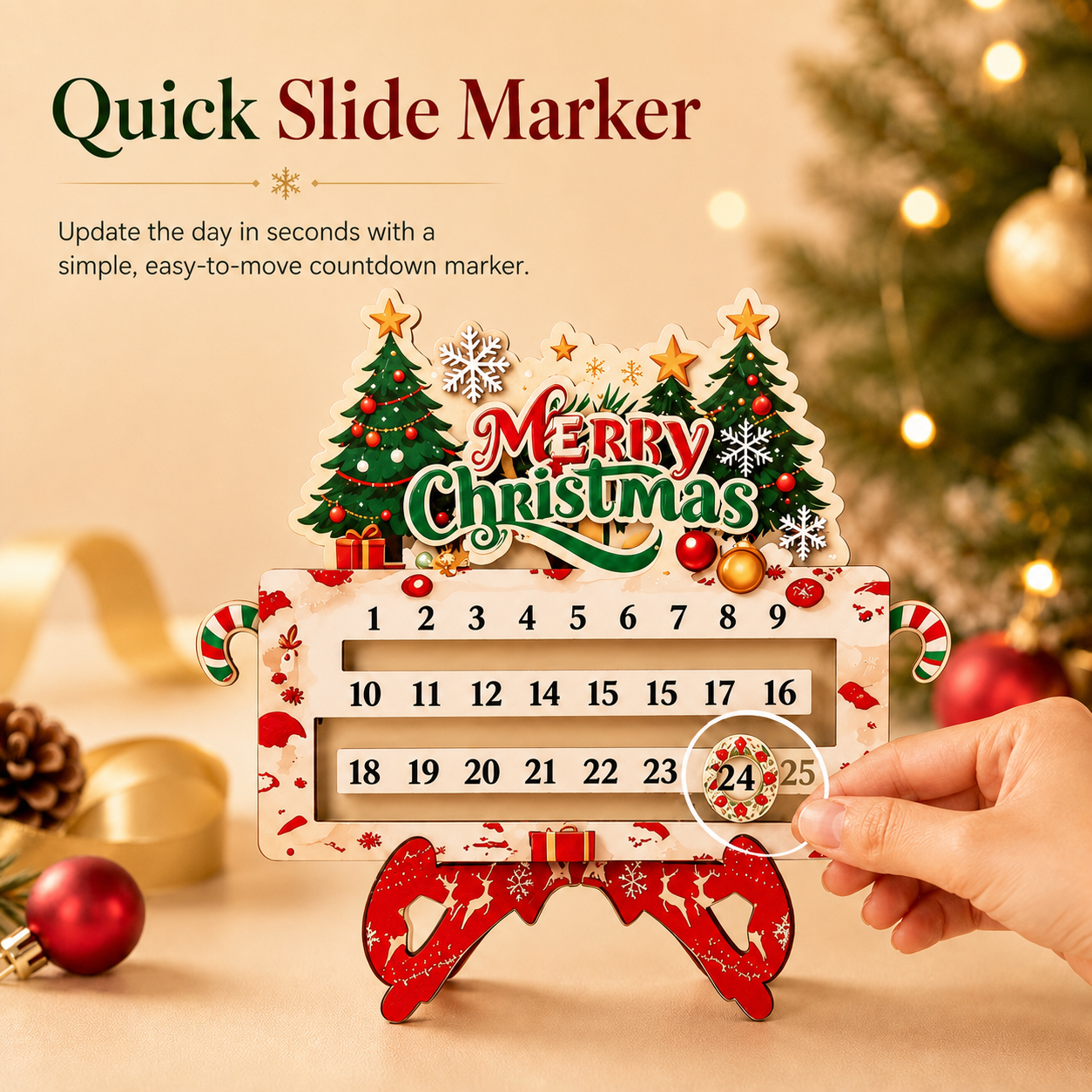 🔥Interactive 25-Day Christmas Countdown Advent Calendar Ornament | 3 Festive Themes (Santa, Tree, Candy) Tabletop Reusable Holiday Decor
