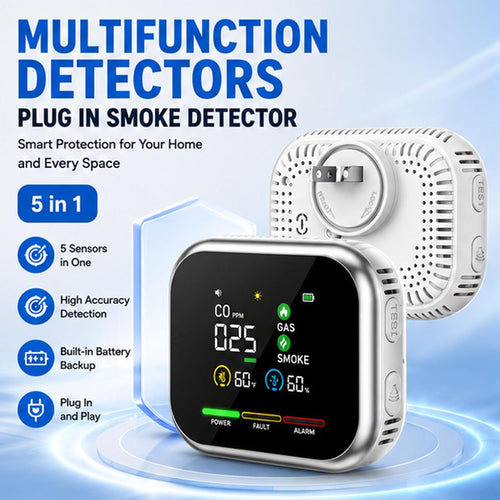 Multi-Function Home Safety Detector - CO,Gas, Smoke,Temperature & Humidity Monitor