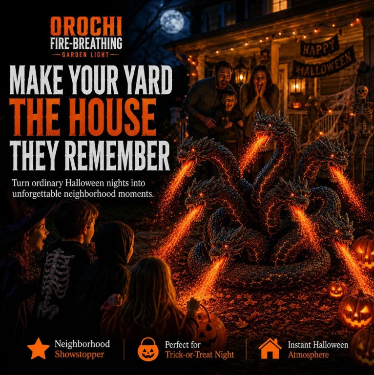 🔥 Orochi Solar Fire Dragon Sculpture – The Ultimate Halloween Neighborhood Showstopper