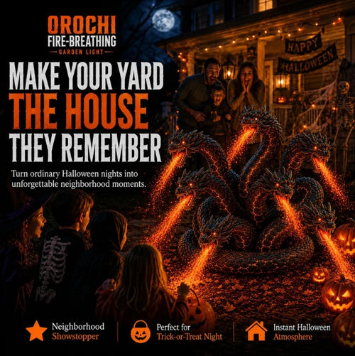 🔥 Orochi Solar Fire Dragon Sculpture – The Ultimate Halloween Neighborhood Showstopper