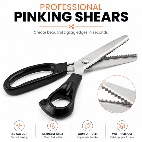 ✂️ Professional Pinking Shears – Sharp Serrated Fabric Scissors for Clean Zigzag Edges