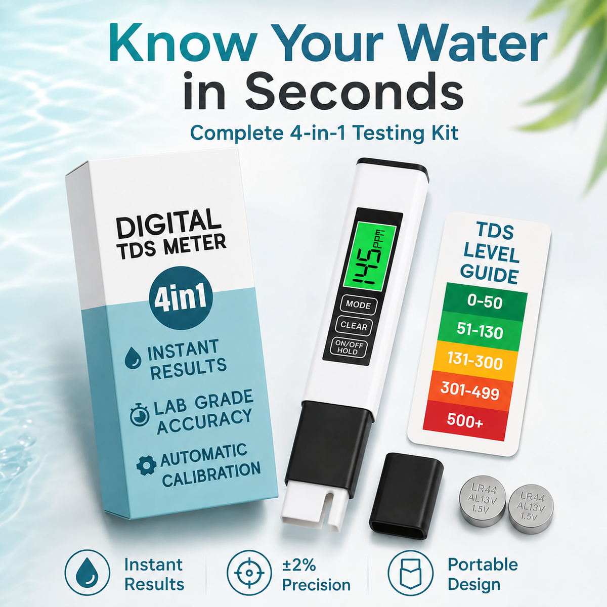 🚰 DIGITAL WATER QUALITY TESTER | TDS & EC Meter for Tap Water, Filtered Water, RO Systems & Home Use