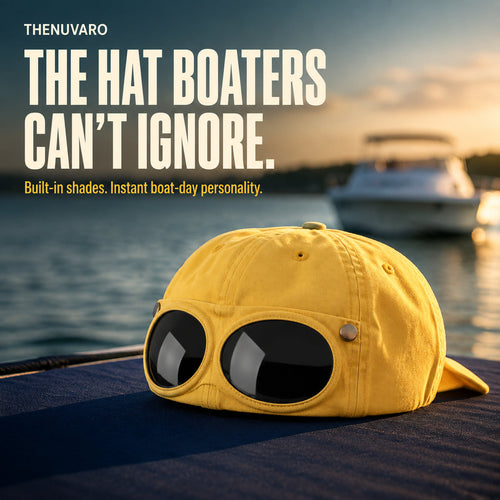🧢 Pilot-Inspired Baseball Cap with Built-In Sunglasses – Novelty Goggle Sun Hat for Fishing, Boating & Outdoor Fun 🕶️✨