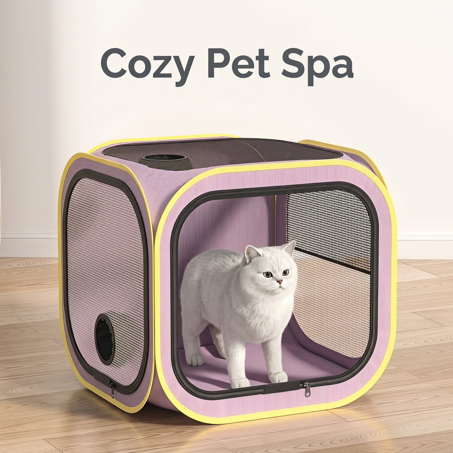 Foldable Dual-Vent Pet Dryer Box, Scratch Resistant Pet Drying Cage, Portable Pet Blow Dryer Tent for Home Bath Grooming SPA for Cats and Dogs