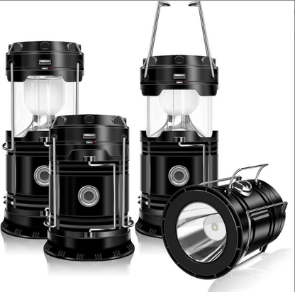 3-in-1 Solar Collapsible Camping Light - LED Horse Lantern Flashlight with USB Phone Charger, Ultra-Bright Portable Tent Lamp for Camping & Emergency