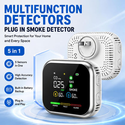 ⚡️2026 New Portable Environment Detector with HD Display Temperature Humidity, 5-in-1 Plug in Sensors, Built-in Battery for Home, RV, Hotel, Camping, Car, Travel 1PCS