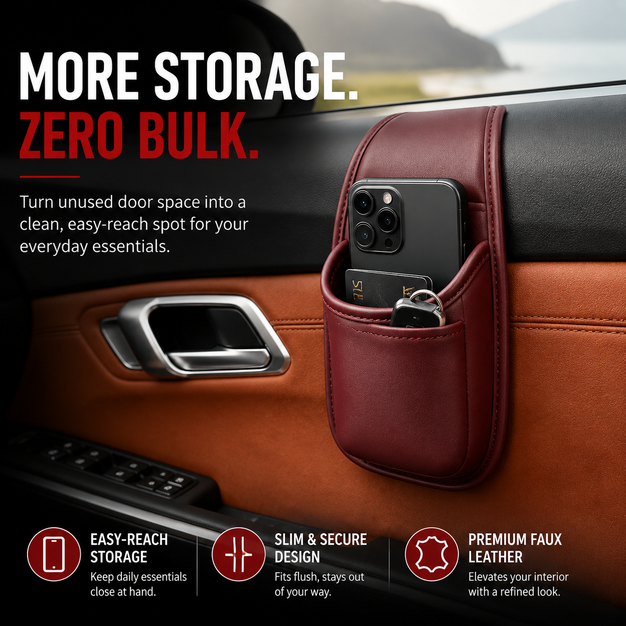 TRENDING NOW | Car Phone Storage Pocket – Slim Adhesive Organizer for Phones, Keys, Cards, Tickets & Sunglasses