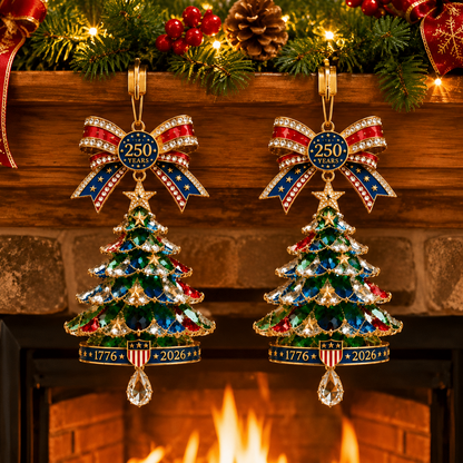 🎄250th Anniversary Jeweled Christmas Tree Ornament (1776–2026)