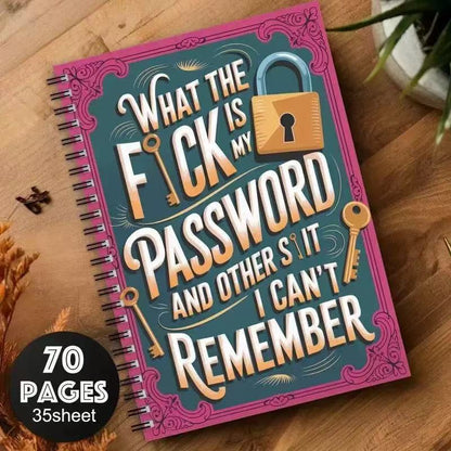 📅Funny Password Notebook - Spiral Bound with Lock Icons & Funny Security Phrases✍️