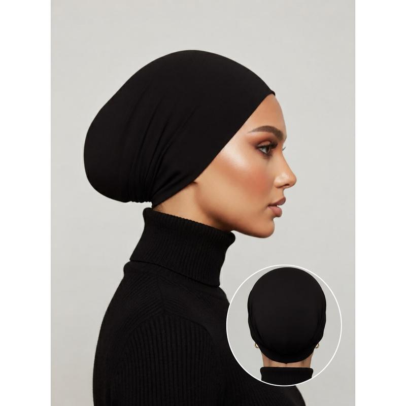 🔥3 Pack Women Solid Jersey Hijab Flat Top Cap