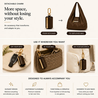 Varelli Charm Transformable Bag – Stylish Vegan Leather Tote & Keychain Charm