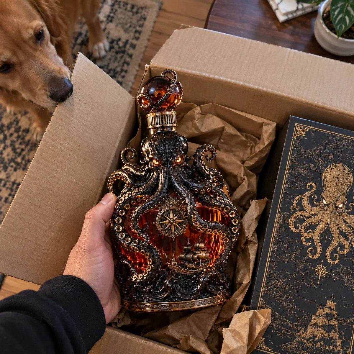 🔥Buy 2 Get 20% OFF🔥🐙Kraken Voyage Octopus Whiskey Decanter | Gothic Nautical Bar Centerpiece