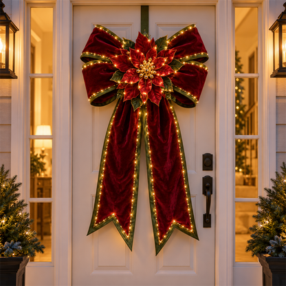 ✨ Oversized Light-Up Christmas Door Bow | 6 Festive Styles