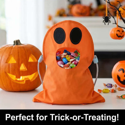 👻 DIY Halloween Ghost Candy Bag | Interactive Feed-Mouth Trick-or-Treat Bucket for Kids 🍬✨