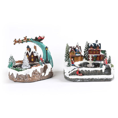 🌲Musical Christmas Village Water Fountain – Rotating LED Lighted Snow Scene Music Box