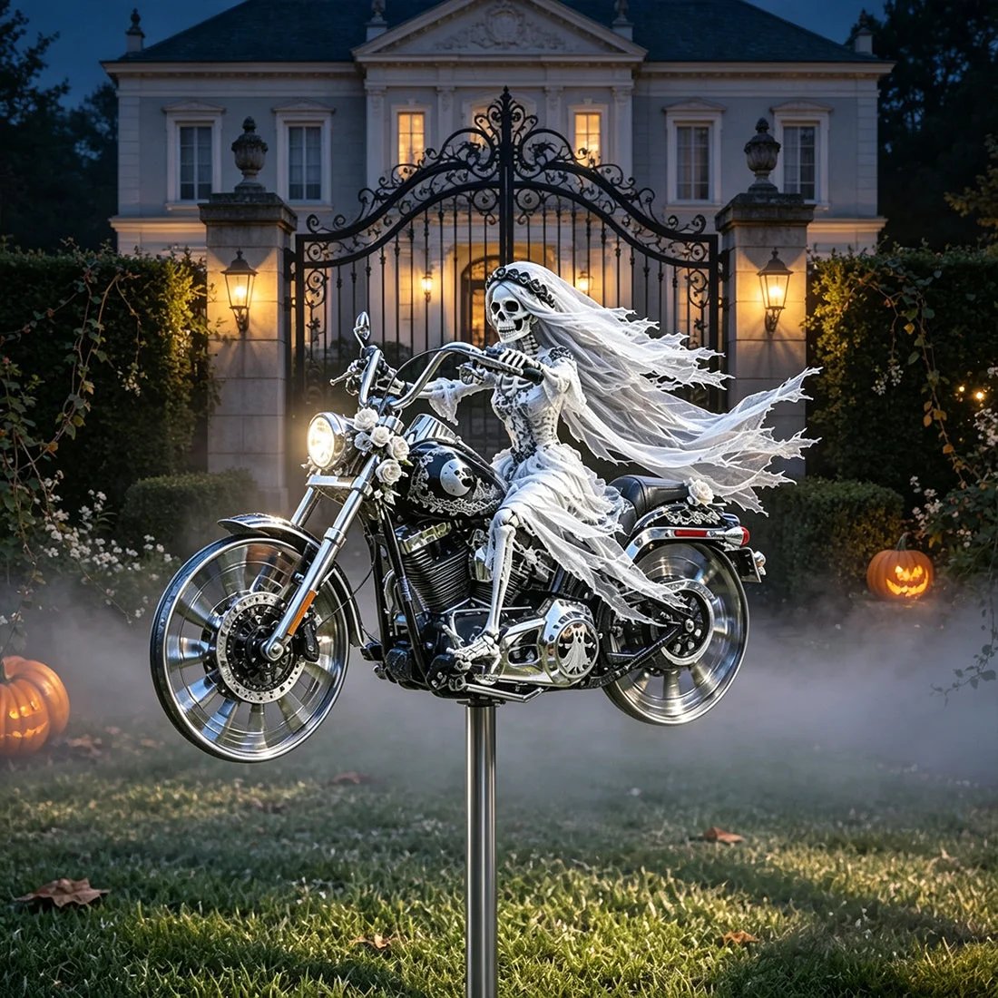 🎃 Halloween Motorcycle Garden Windmill 🏍
