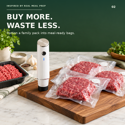 🥩 Cordless Handheld Vacuum Sealer Kit with Reusable Bags | Meal Prep & Freezer Storage