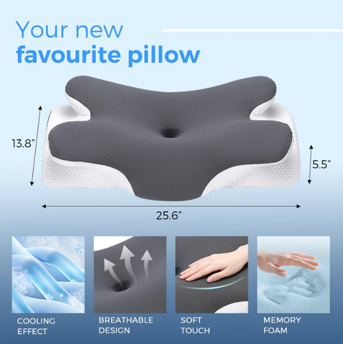 Cervical Spine Protection Butterfly Pillow - Slow Rebound Memory Foam Ergonomic Neck Contour Pillow for Neck Pain Relief & All Sleeping Positions