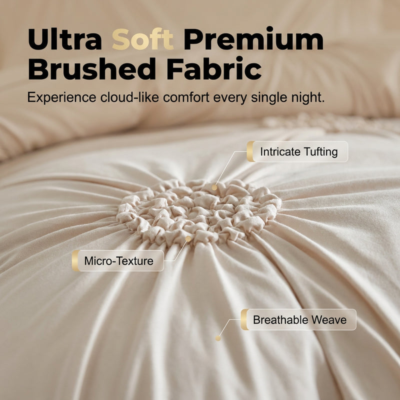 🧵 Soft Touch Pinch Pleat Duvet Set — Brushed Microfiber, No-Iron & Wrinkle-Resistant