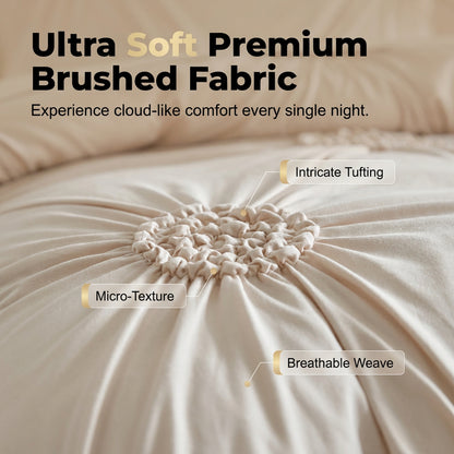 🧵 Soft Touch Pinch Pleat Duvet Set — Brushed Microfiber, No-Iron & Wrinkle-Resistant