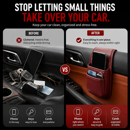 TRENDING NOW | Car Phone Storage Pocket – Slim Adhesive Organizer for Phones, Keys, Cards, Tickets & Sunglasses