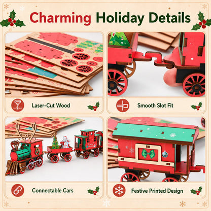 ⏰ FLASH SALE 53% OFF - 🎅DIY Wooden Christmas Train 3D Building Puzzle