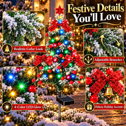 Last Day Promotion! 🔥 Solar Cedar Christmas Tree Lights| Festive Outdoor Holiday Decor ✅️BUY 4 GET 20% OFF