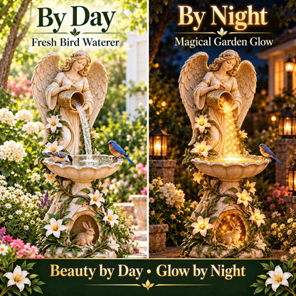 ✨Last Day 49% OFF✨☀️ Solar Angel Starlight Bird Waterer™🪽 – Lighted Garden Birdbath & Outdoor Decor