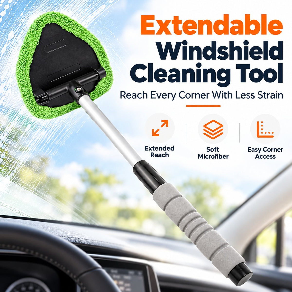 🚗✨ Windshield Cleaning Brush — Reach Every Corner with Ease!