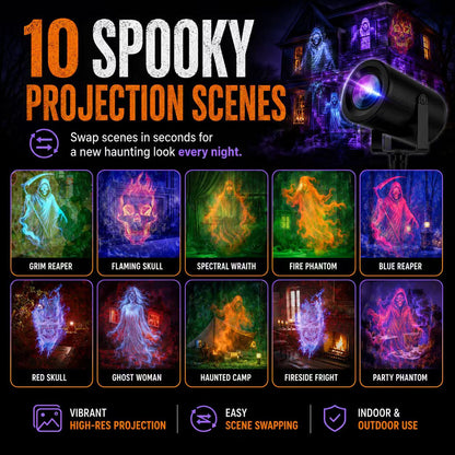🎃 50% OFF TODAY! 32FT HD Halloween Projector Light – 10 Spooky Patterns to WOW Your Party 👻✨