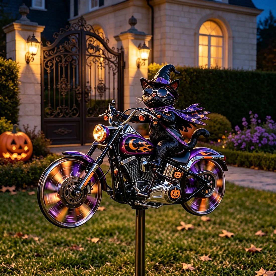 🎃 Halloween Motorcycle Garden Windmill 🏍