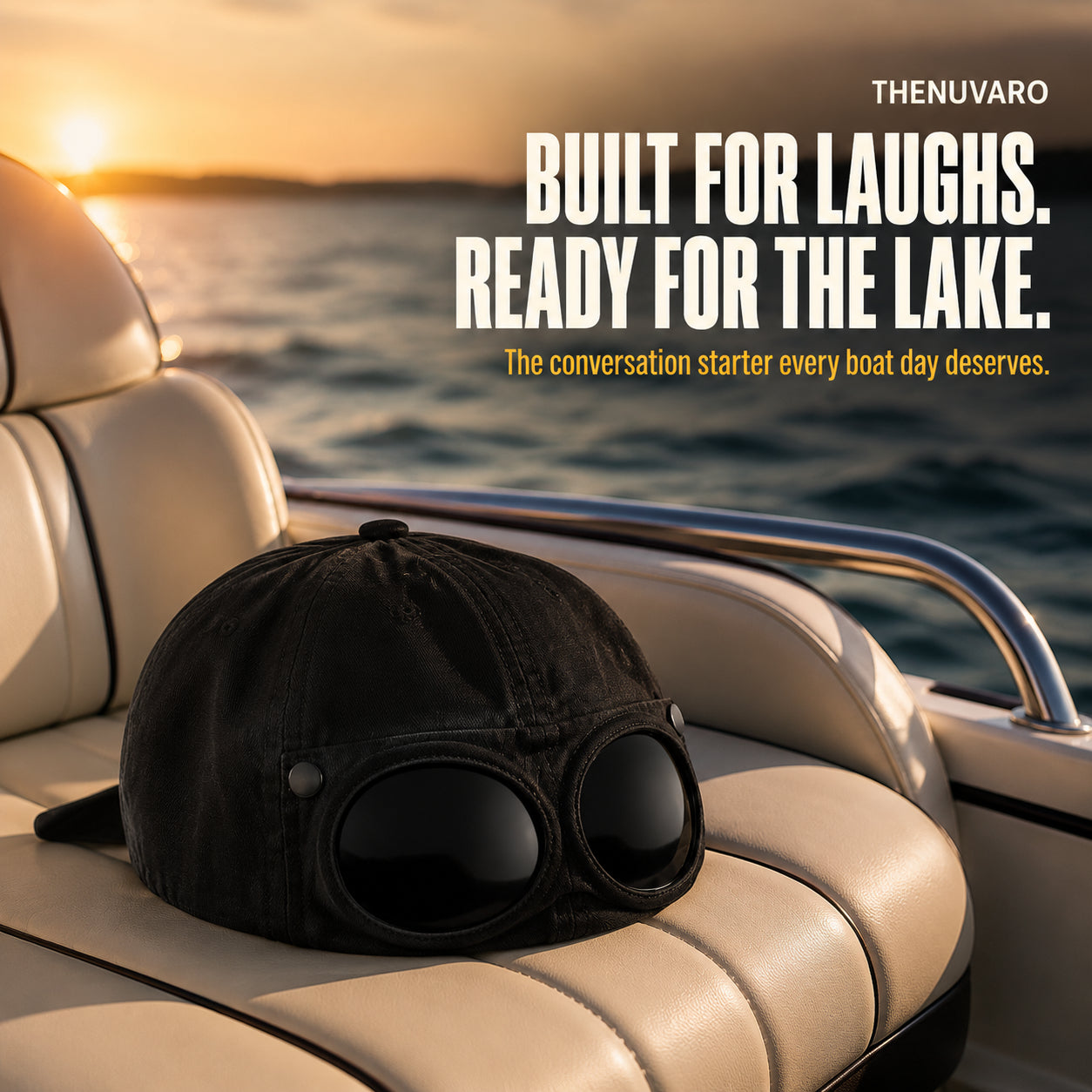 🧢 Pilot-Inspired Baseball Cap with Built-In Sunglasses – Novelty Goggle Sun Hat for Fishing, Boating & Outdoor Fun 🕶️✨