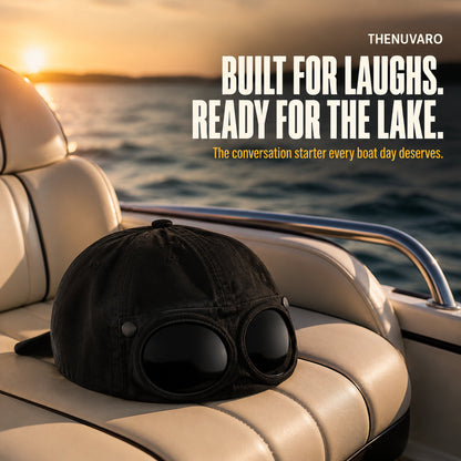 🧢 Pilot-Inspired Baseball Cap with Built-In Sunglasses – Novelty Goggle Sun Hat for Fishing, Boating & Outdoor Fun 🕶️✨