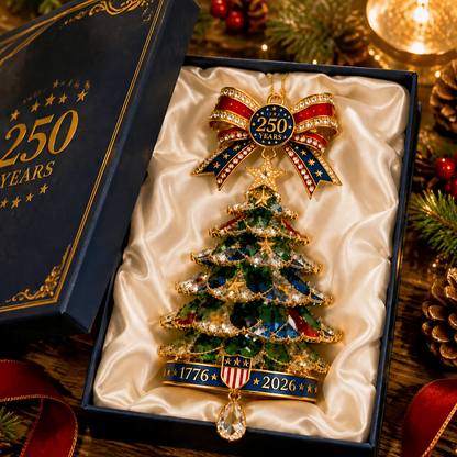 🎄250th Anniversary Jeweled Christmas Tree Ornament (1776–2026)