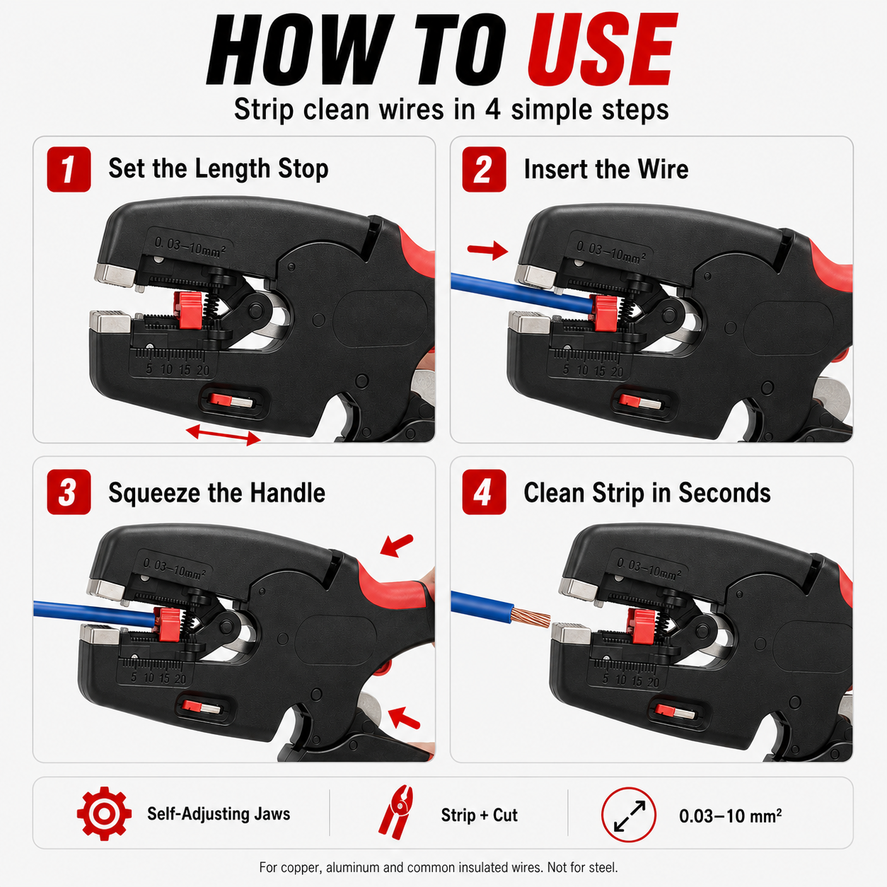 ⚡ HOT SALE | Automatic Wire Stripper & Cutter – Self-Adjusting 2-in-1 Cable Stripping Tool for Electrical & DIY Work