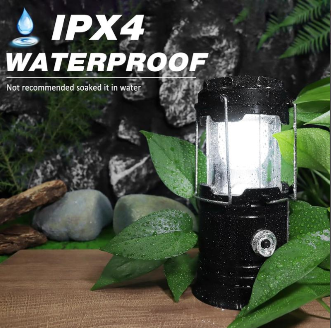 3-in-1 Solar Collapsible Camping Light - LED Horse Lantern Flashlight with USB Phone Charger, Ultra-Bright Portable Tent Lamp for Camping & Emergency