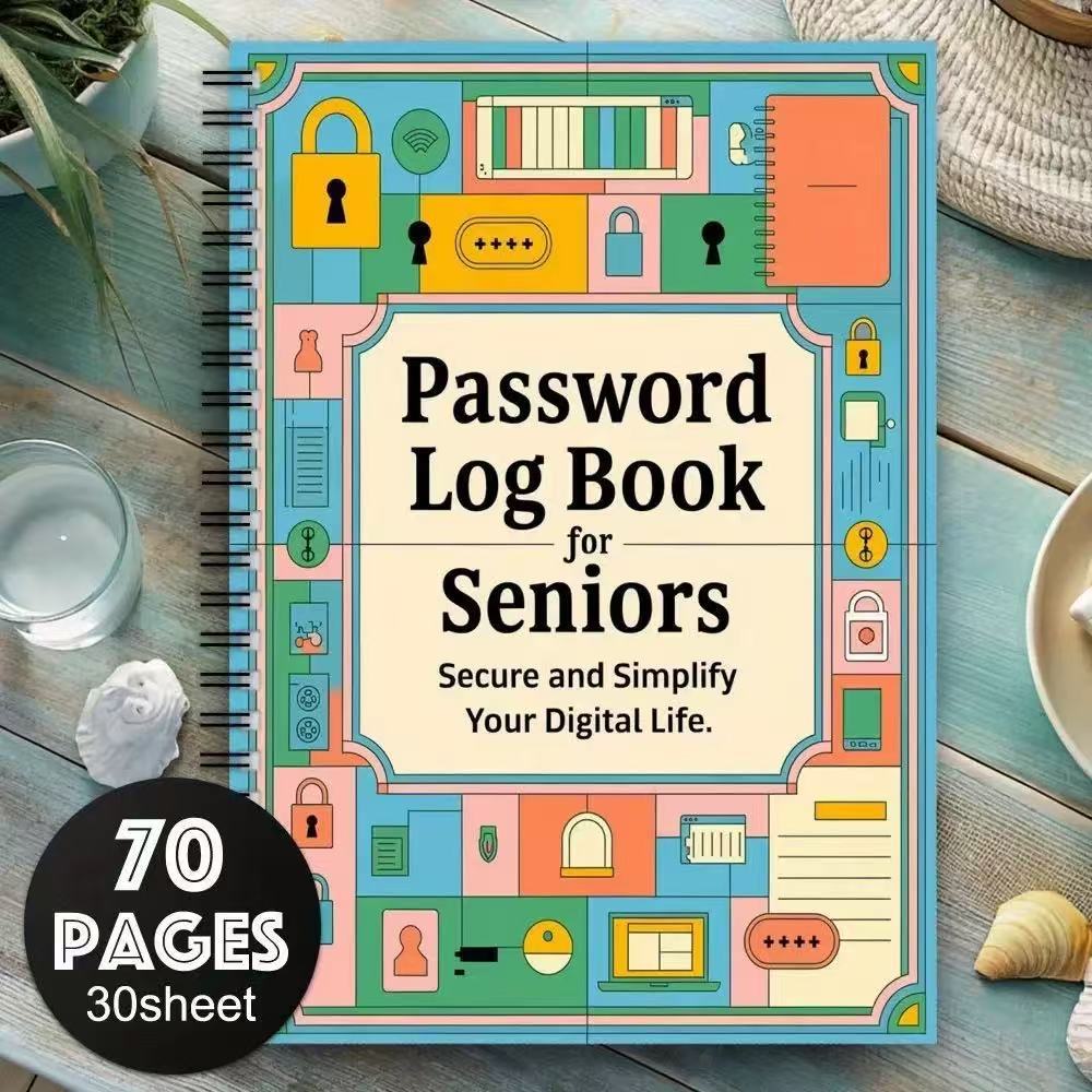 📅Funny Password Notebook - Spiral Bound with Lock Icons & Funny Security Phrases✍️