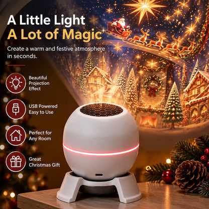 🎁 Christmas Projector Night Light - 360° Adjustable HD Holiday Pattern Ceiling Light 🎅 Indoor Xmas Decoration Lamp for Kids Bedroom, Party & Holiday Gift 🎄