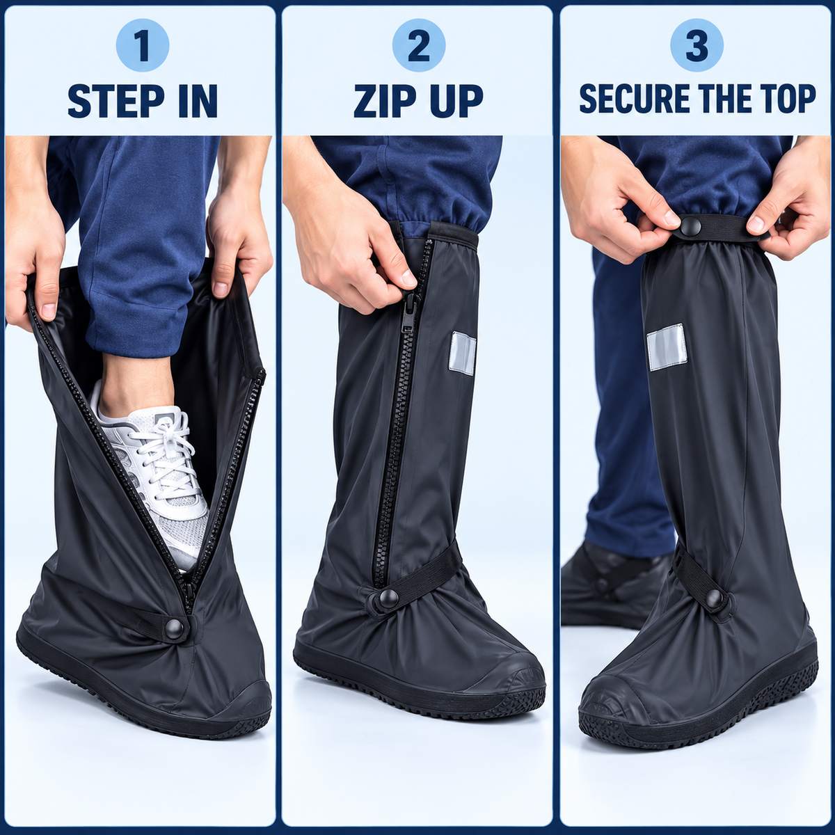 How to wear waterproof shoe covers