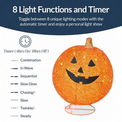 🎃 2-Piece Lighted Pumpkin Set: Halloween to Thanksgiving 2-in-1 Decor!