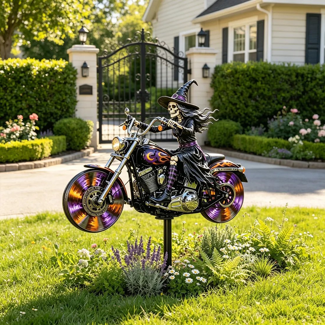🎃 Halloween Motorcycle Garden Windmill 🏍