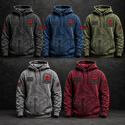 Men's Remembrance Day Lest We Forget Print Oversized Drop-Shoulder Hoodie With Pockets