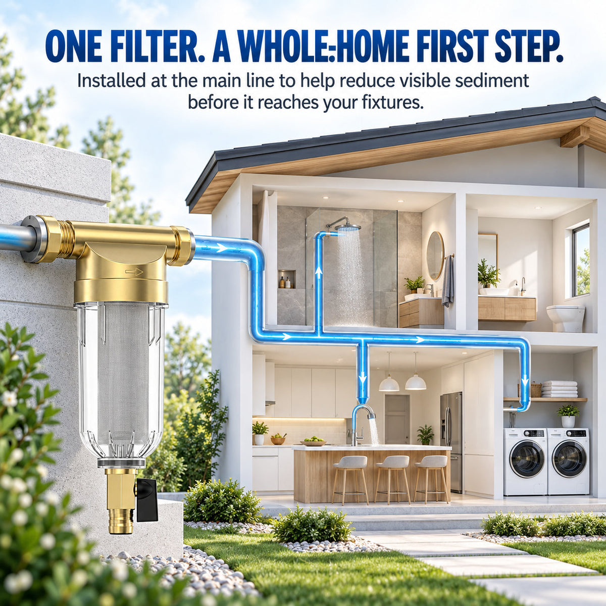 🚰 Reusable Spin-Down Sediment Water Filter – Fits 1/2', 3/4' & 1' Pipes 💧