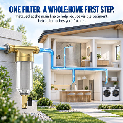 🚰 Reusable Spin-Down Sediment Water Filter – Fits 1/2', 3/4' & 1' Pipes 💧