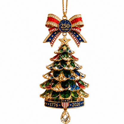 🎄250th Anniversary Jeweled Christmas Tree Ornament (1776–2026)